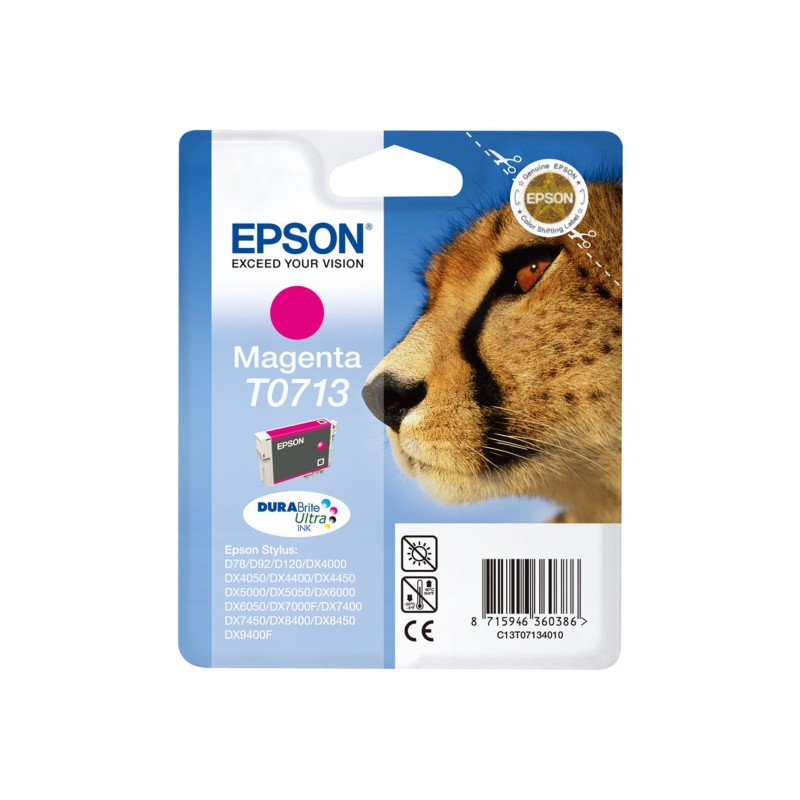 Epson T0713 "Guépard" Cartouche d'encre originale DURABrite Ultra C13T07134012 - Magenta