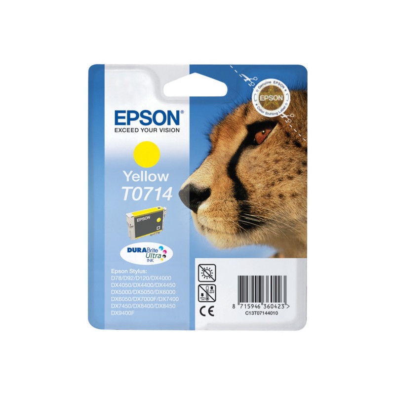 Epson T0714 "Guépard" Cartouche d'encre originale DURABrite Ultra C13T07144012 - Jaune