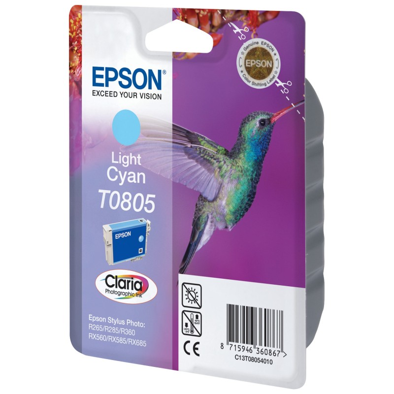 Epson T0805 "Colibri" Cartouche d'encre originale Claria C13T08054011 - Cyan