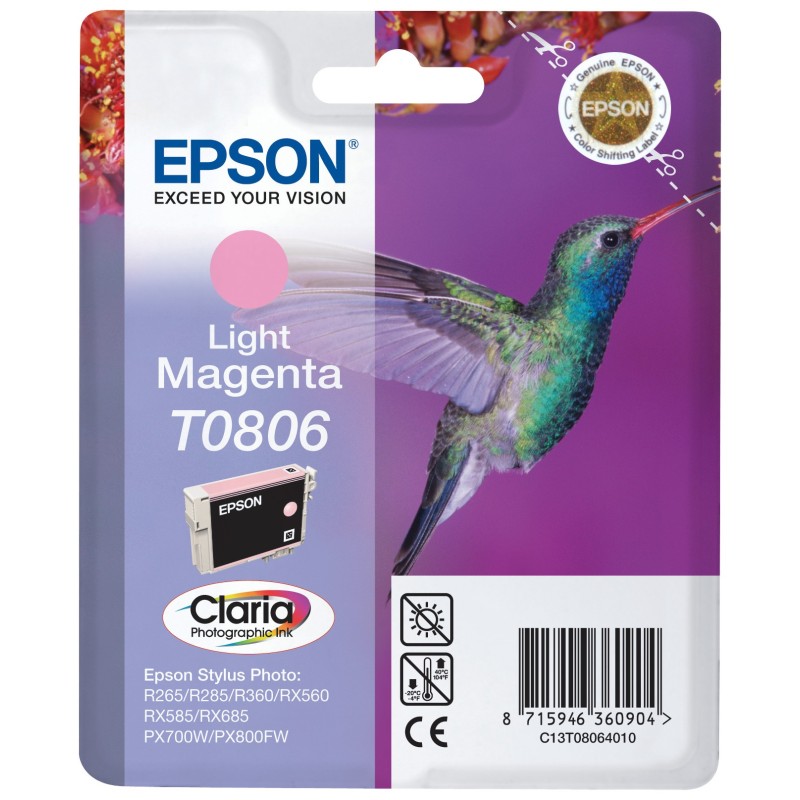 Epson T0806 "Colibri" Cartouche d'encre originale Claria C13T08064011 - Magenta clair