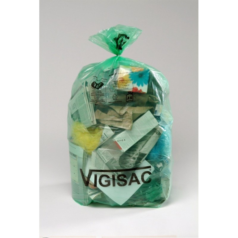 Sac poubelle 110L vert pour tri sélectif - Lot de 250