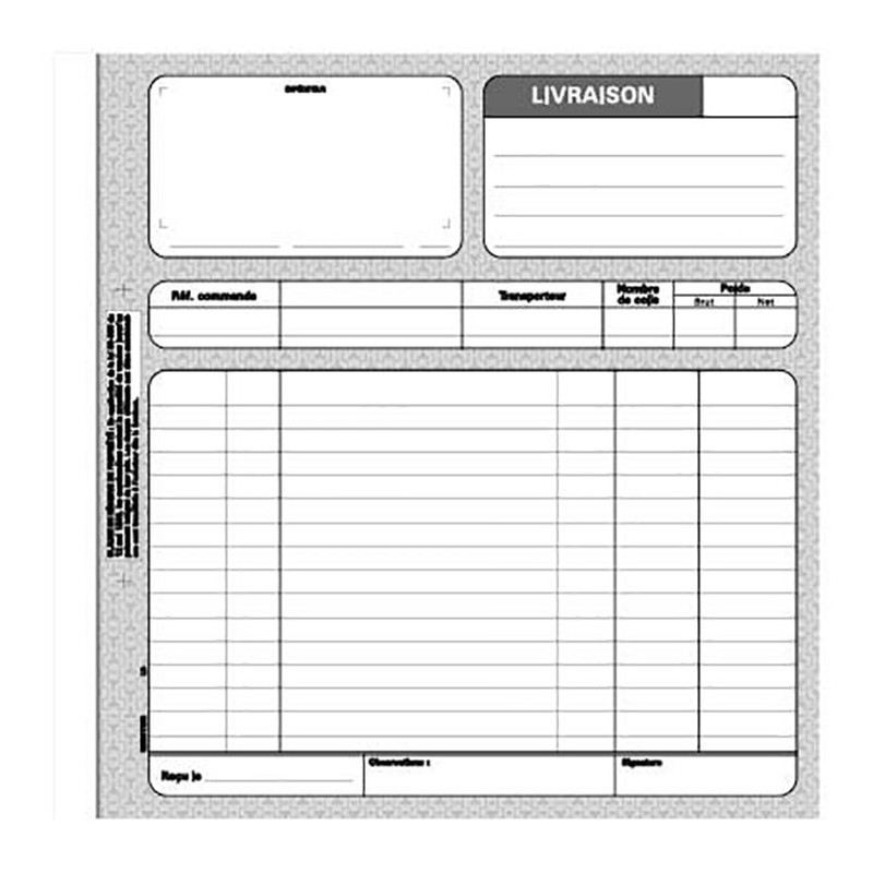 REGISTRES LE DAUPHIN Carnet de bons de livraison Manifold, deux exemplaires, 50 feuilles sans carbone, 210 x 210 mm