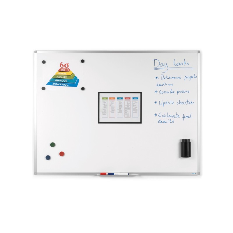 RAJA Tableau blanc émaillé - Surface magnétique - Cadre Alumunium - L.180 x H.120