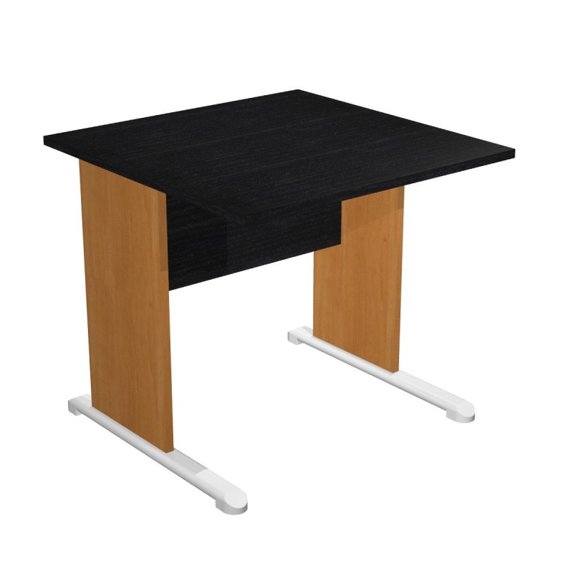 Bureau droit Pronto Bois - L.80 x P.80 cm - Plateau Noir - Pieds L Aulne