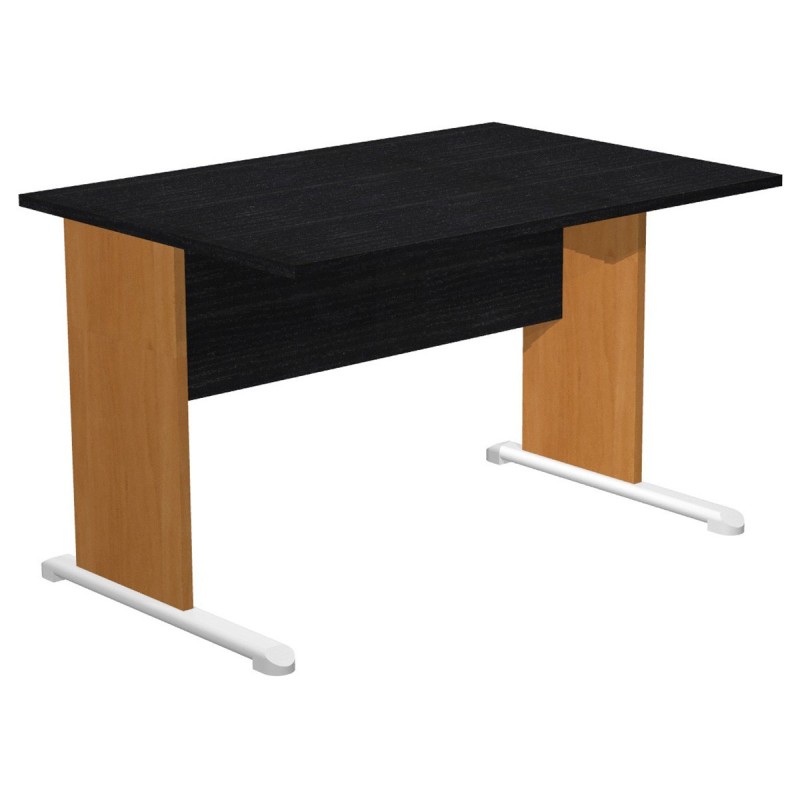 Bureau droit Pronto Bois - L.140 x P.80 cm - Plateau Noir - Pieds L Aulne