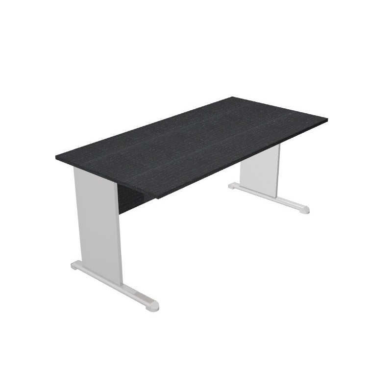 Bureau droit Pronto Bois - L.120 x P.80 cm - Plateau Noir - Pieds L Aluminium