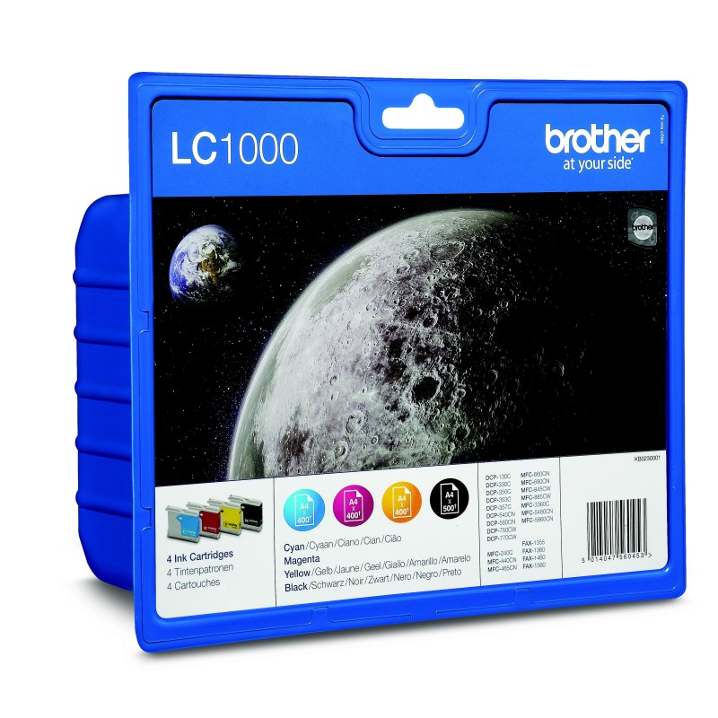 Brother LC1000 Cartouche d'encre originale - Pack de 4 (Noir, Cyan, Magenta, Jaune)