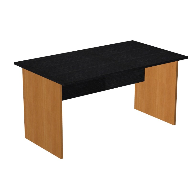 Bureau droit Pronto Bois - L.140 x P.80 cm - Plateau Noir - Pieds panneaux Aulne