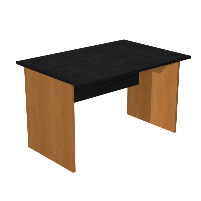 Bureau droit Pronto Bois - L.120 x P.80 cm - Plateau Noir - Pieds panneaux Aulne