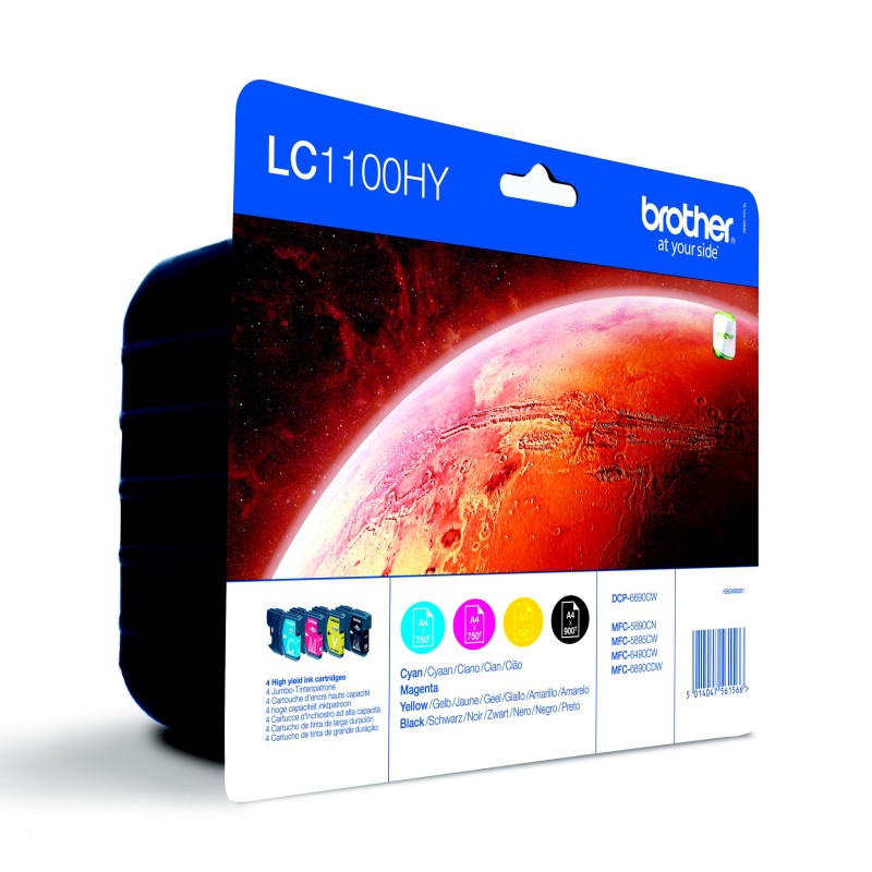 Brother LC1100 Cartouche d'encre originale - Pack de 4 (Noir, Cyan, Magenta, Jaune)