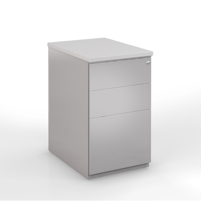Caisson métal hauteur bureau L.42 x P.80 x H.72 cm - Corps Aluminium - Top Gris