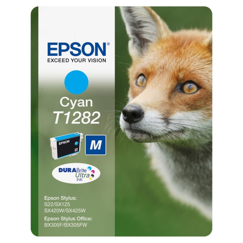 Epson T1282 "Renard" Cartouche d'encre originale DURABrite Ultra C13T12824012 - Cyan