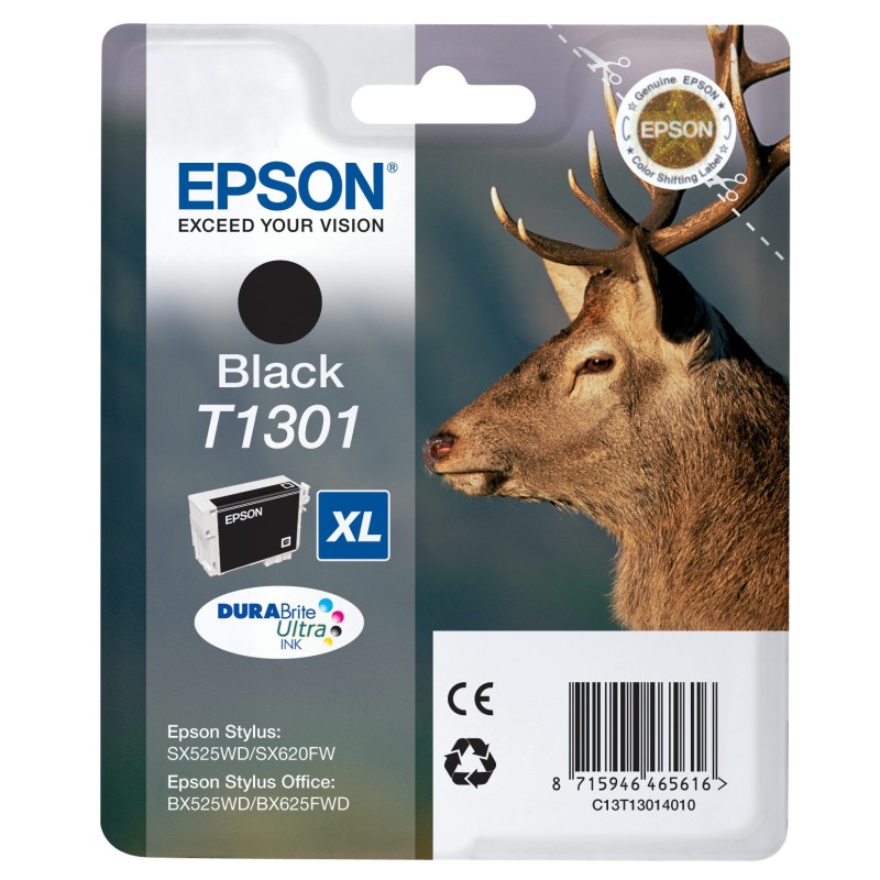 Epson T1301 "Cerf" Cartouche d'encre originale DURABrite Ultra C13T13014012 - Noir