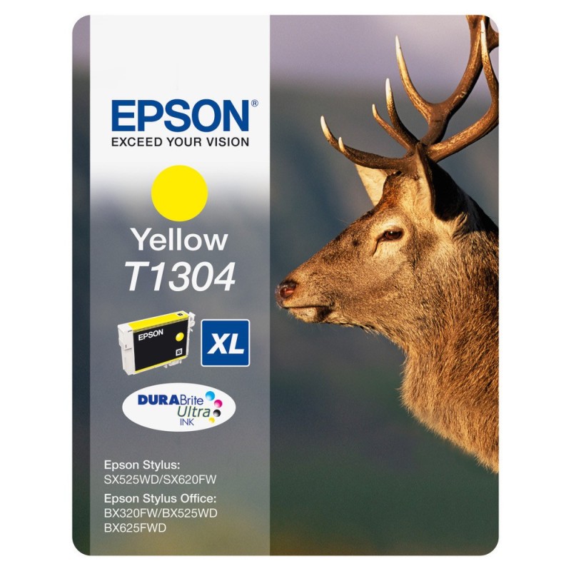 Epson T1304 "Cerf" Cartouche d'encre originale grande capacité DURABrite Ultra C13T13044012 - Jaune