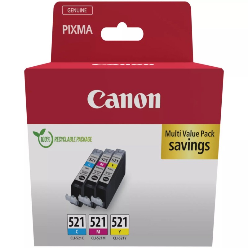 Canon CLI-521 Cartouche d'encre authentique 2934B015 - 3 couleurs
