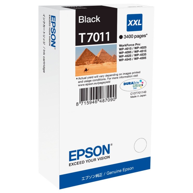 Epson T7011 "Pyramides" Cartouche d'encre originale C13T70114010 - Noir