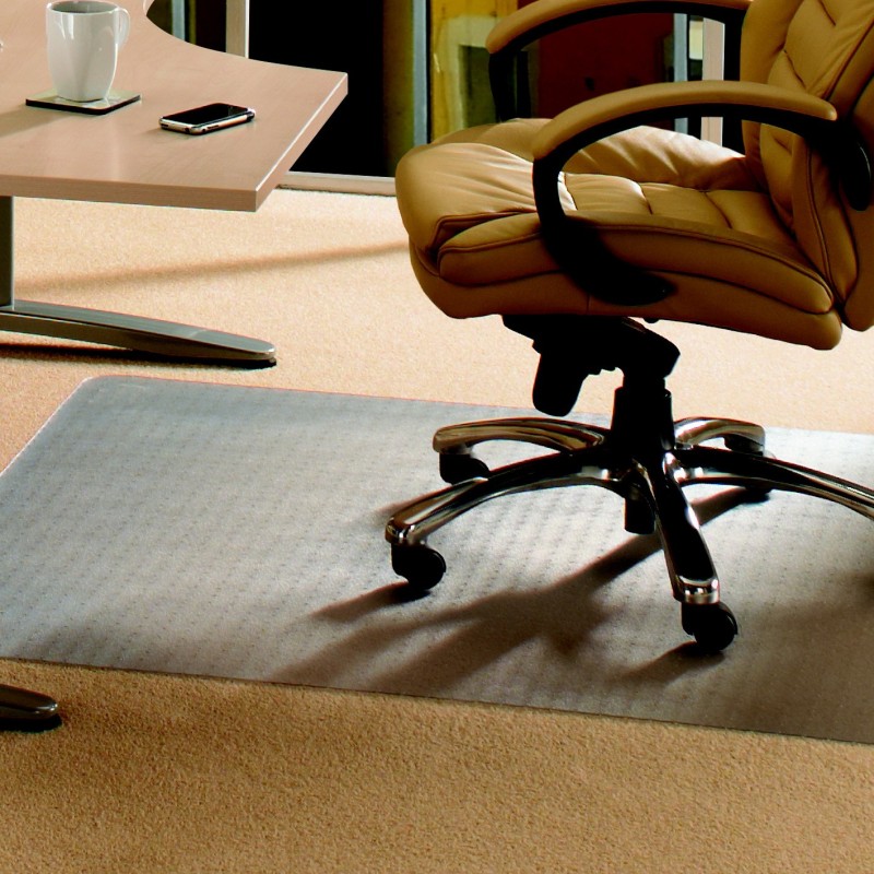 ECOTEX Tapis protège-sol EvolutionMat pour moquette 90 x 120 cm polymères renforcés, 50 % de matériaux recyclés - Transparent