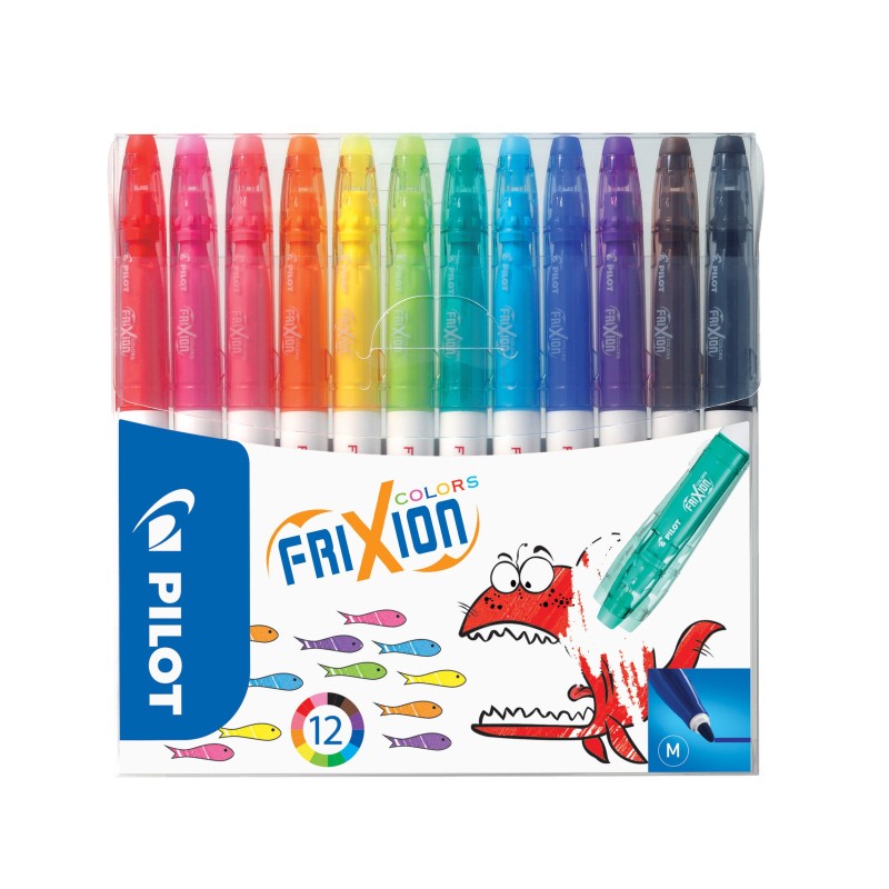 Pilot FriXion Colors Feutre effaçable pointe moyenne 2,5 mm - 12 couleurs assorties