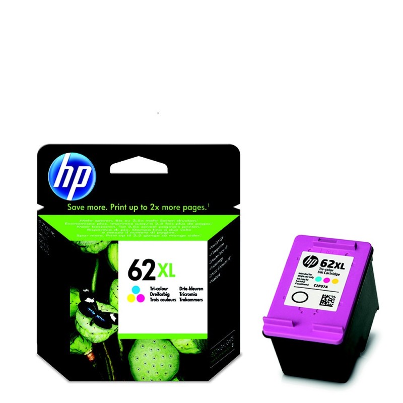 HP 62XL Cartouche d'encre authentique grande capacité C2P07AE - 3 couleurs