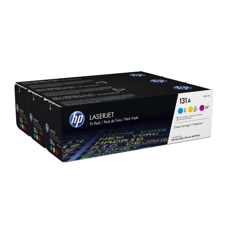 HP 131A Toner authentique U0SL1AM - Pack de 3 (Cyan, Magenta, Jaune)