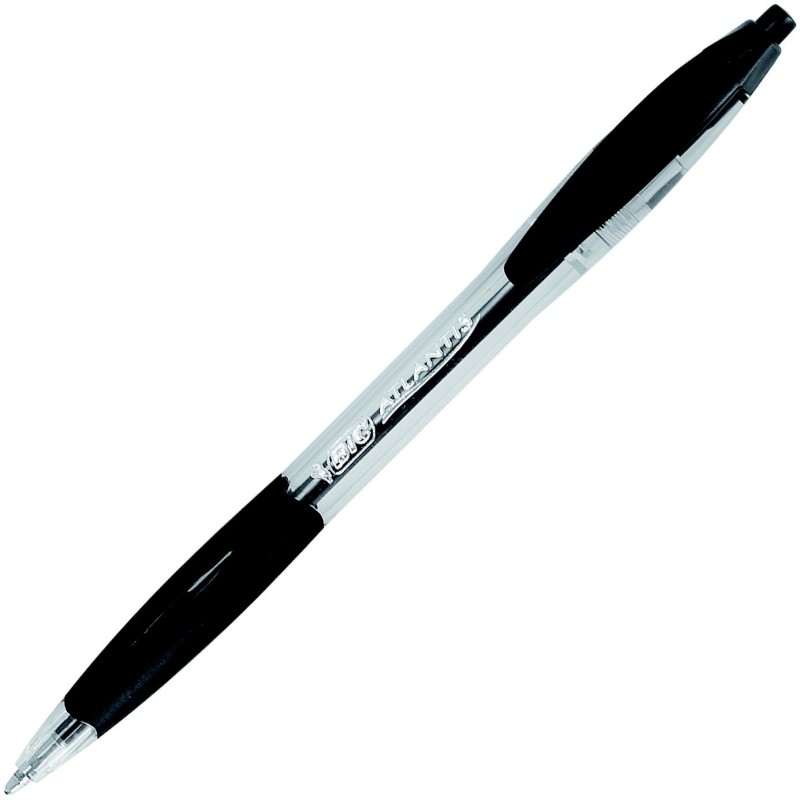 BIC Atlantis Classic Stylo bille rétractable avec grip - Pointe moyenne 1 mm - Noir