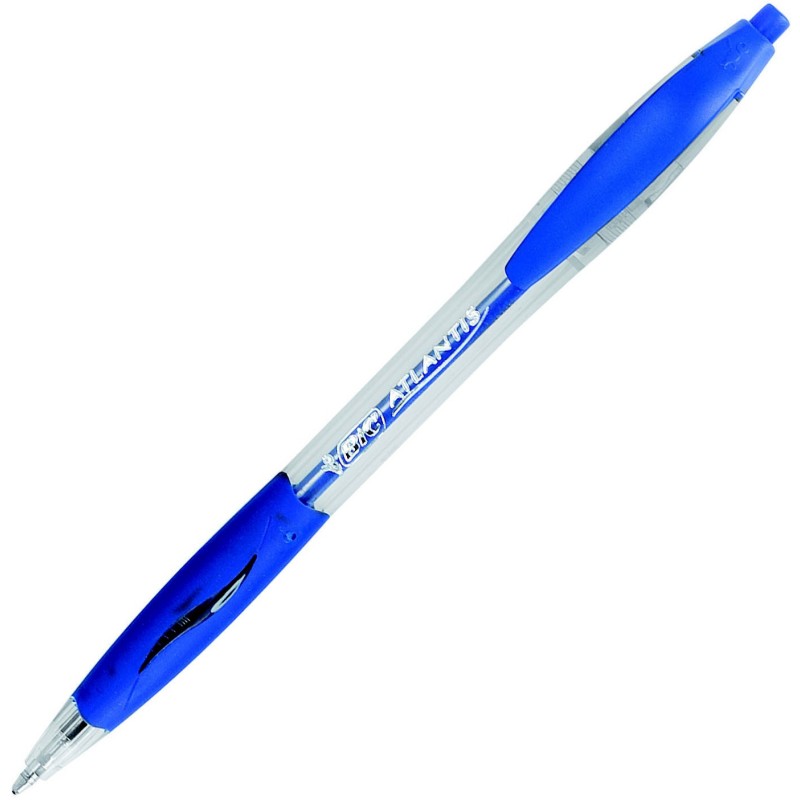 BIC Atlantis Classic Stylo bille rétractable avec grip pointe moyenne 1 mm bleu