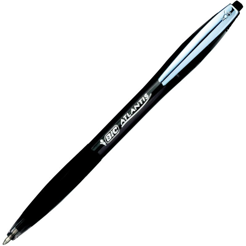 BIC Atlantis Soft Stylo bille rétractable avec grip pointe moyenne 1 mm noir