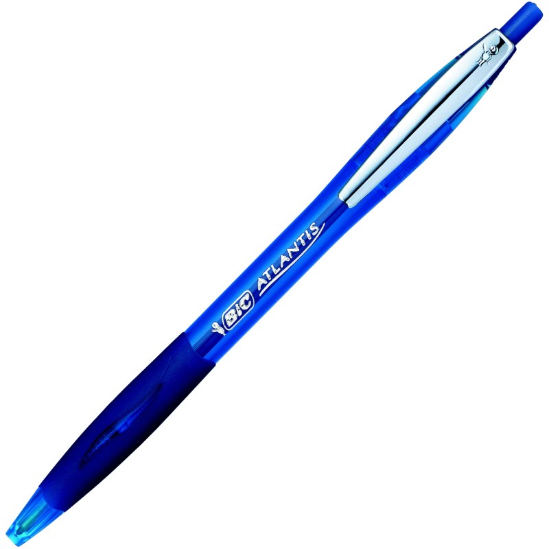 BIC Atlantis Soft Stylo bille rétractable avec grip pointe moyenne 1 mm bleu