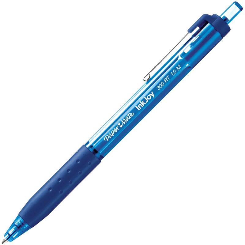 Paper Mate InkJoy 300 RT Stylo bille rétractable avec grip pointe moyenne 1 mm bleu