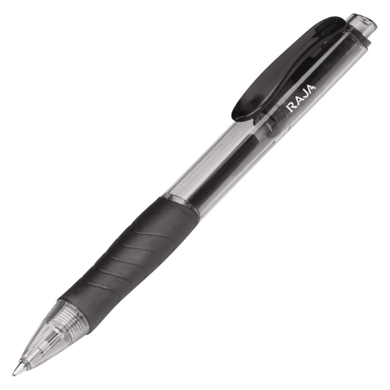 RAJA Grip RT - Stylo bille rétractable avec grip - Pointe moyenne 0,7 mm - Noir