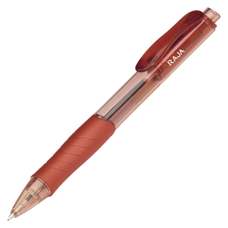 RAJA Grip RT - Stylo bille rétractable avec grip - Pointe moyenne 0,7 mm - Rouge