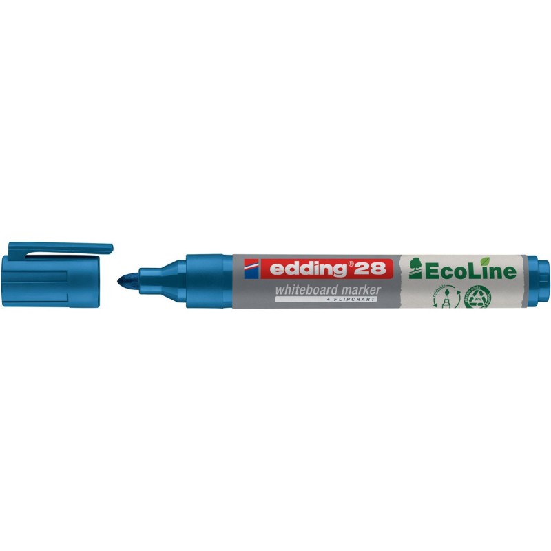 edding 28 EcoLine Marqueur effaçable tableau blanc - 90% de plastique recyclé - pointe ogive 1,5 - 3 mm bleu