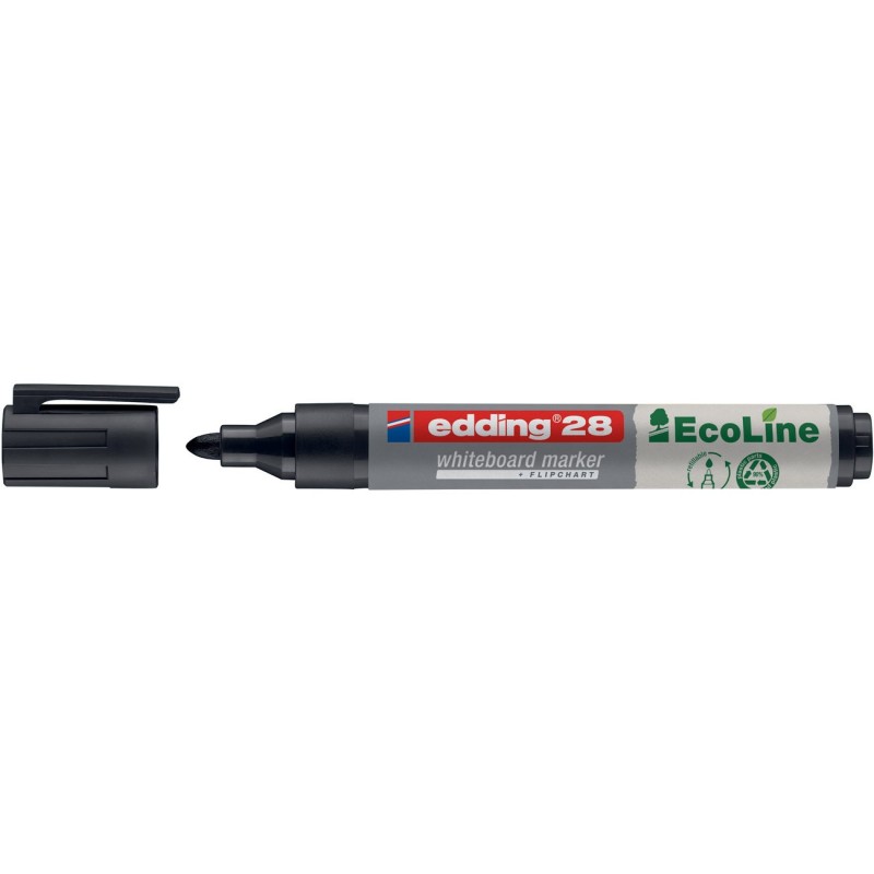 edding 28 EcoLine Marqueur effaçable tableau blanc - 90% de plastique recyclé - pointe ogive 1,5 - 3 mm noir