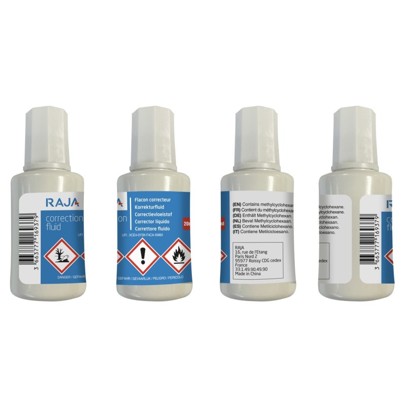 RAJA Correcteur liquide avec pinceau - Flacon de 20 ml