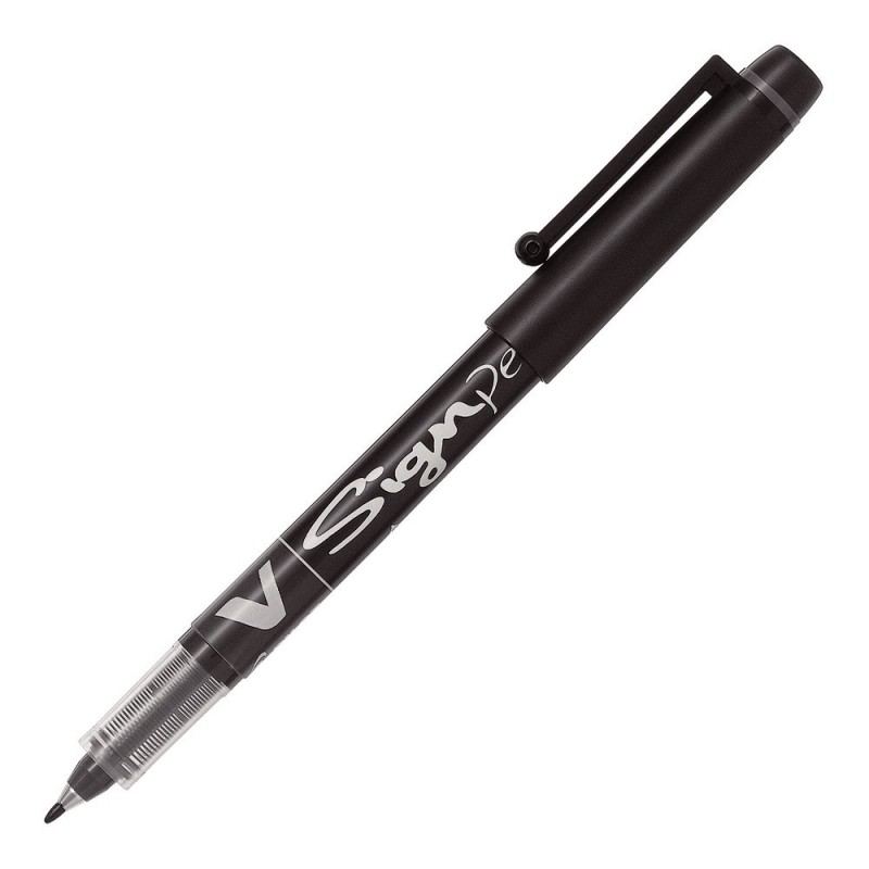 Pilot V-Sign Pen Stylo feutre à capuchon pointe moyenne 2 mm - Noir