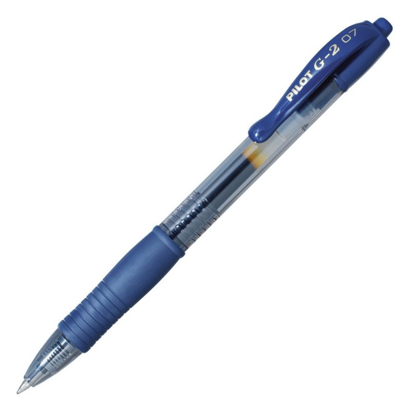 Pilot G2 Stylo roller encre gel rétractable pointe moyenne 0,7 mm bleu