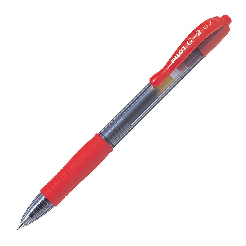 Pilot G2 Stylo roller encre gel rétractable pointe moyenne 0,7 mm rouge