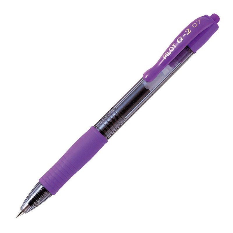 Pilot G2 Stylo roller encre gel rétractable pointe moyenne 0,7 mm violet
