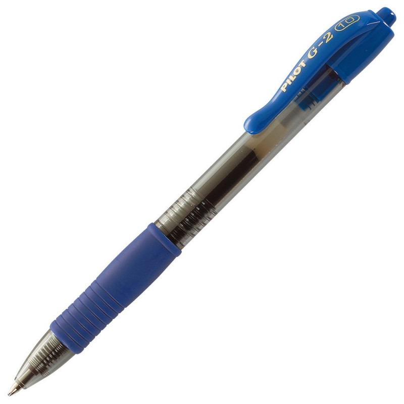 Pilot G2 Stylo roller encre gel rétractable pointe large 1 mm bleu