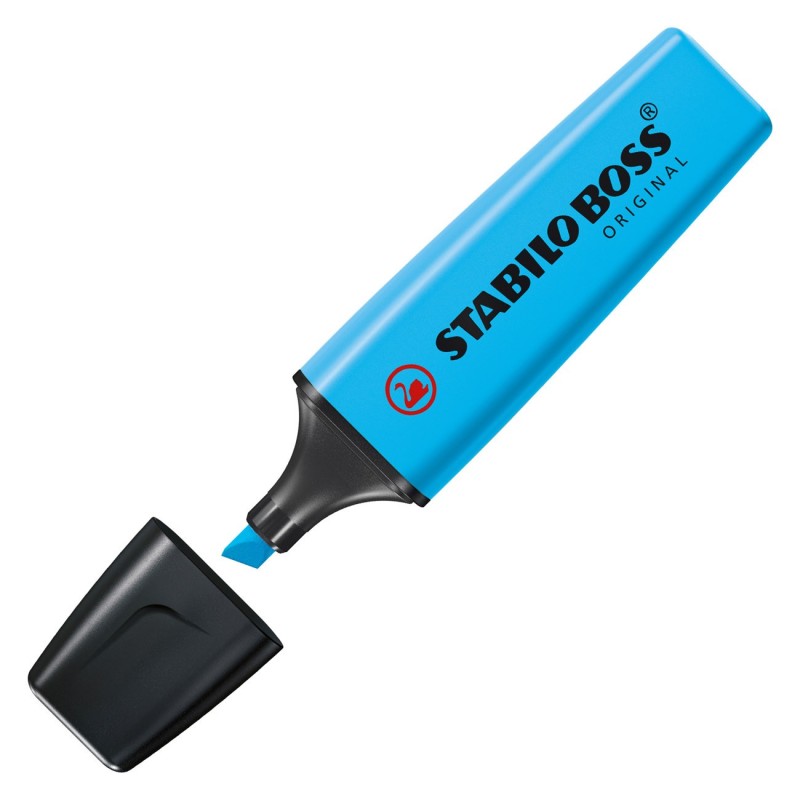 STABILO BOSS ORIGINAL Surligneur pointe biseautée 2 et 5 mm - Bleu fluo