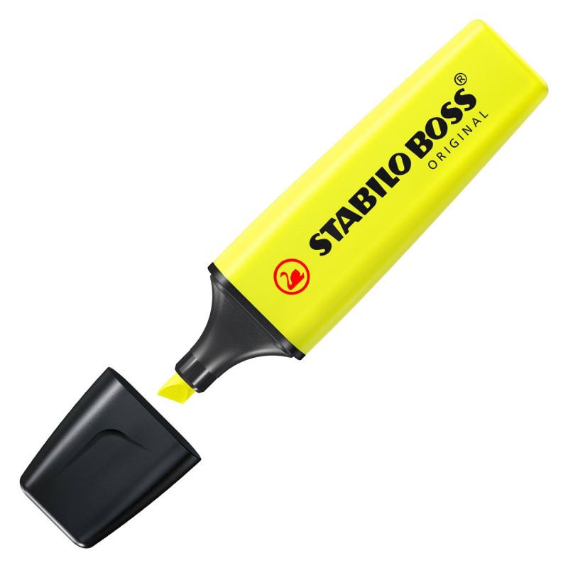 STABILO BOSS ORIGINAL Surligneur pointe biseautée 2 et 5 mm - Jaune fluo