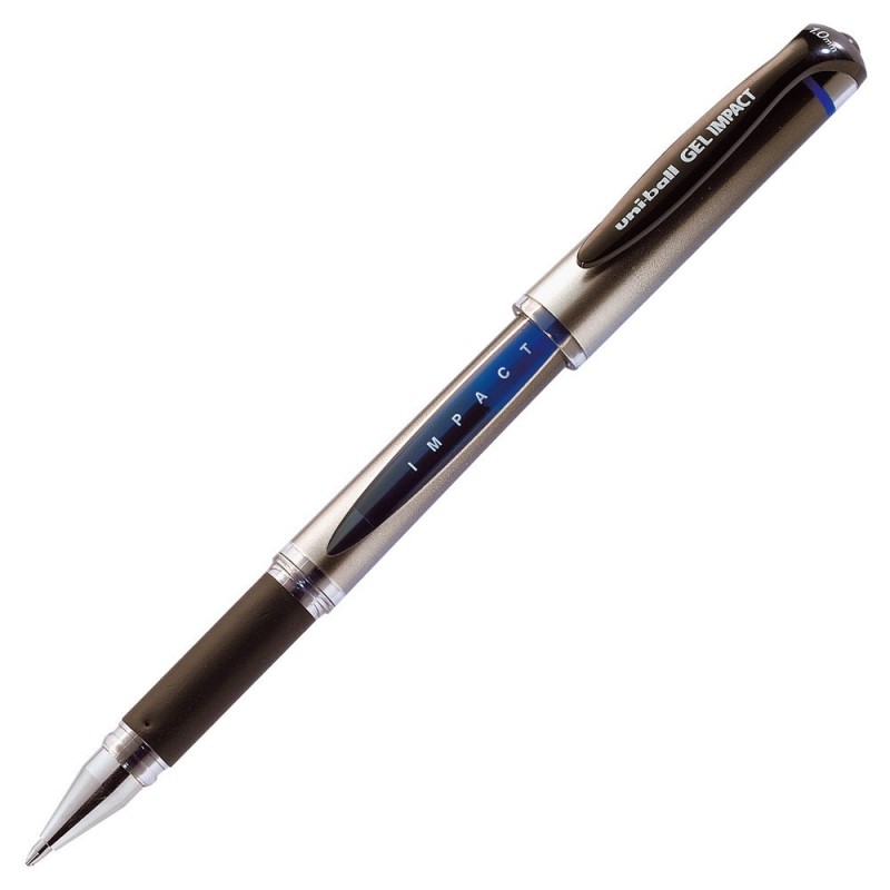 Uni Stylo à encre gel Gel Impact pointe large 1 mm avec zone de préhension - corps en plastique bleu encre bleue