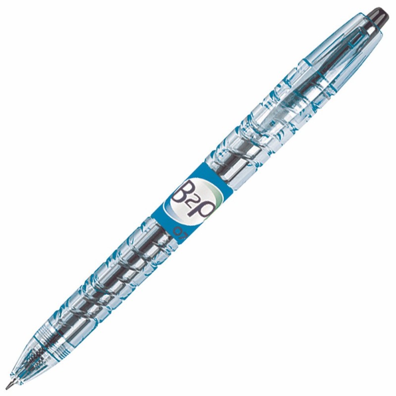 Pilot Begreen Stylo à encre gel rétractable, Begreen B2P, pointe moyenne, avec zone de préhension, corps en plastique bleu, encre noire