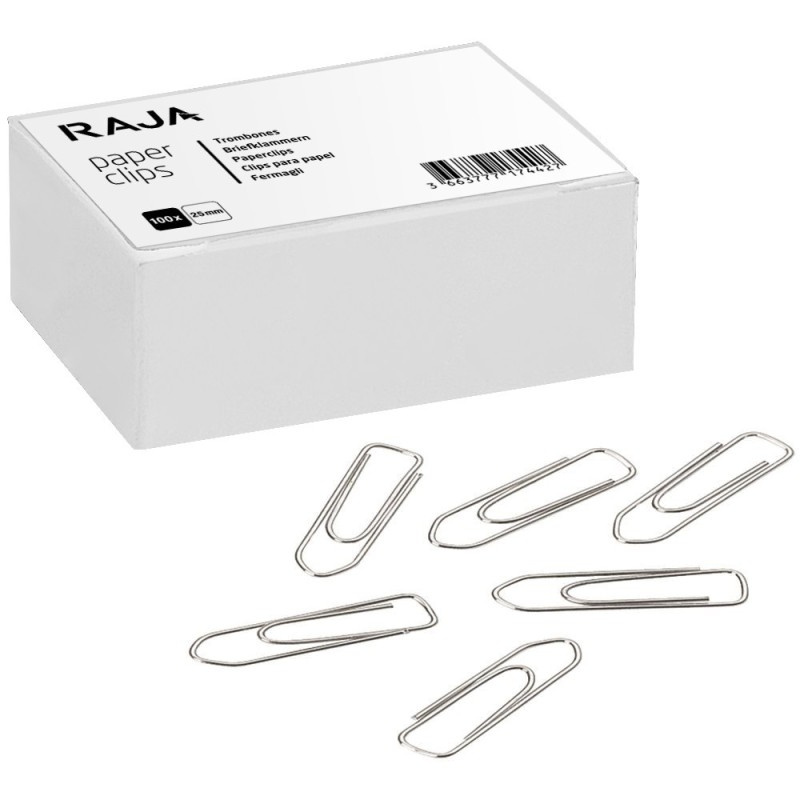 RAJA Trombones acier nickelé 25 mm bout chevron - Boîte de 100