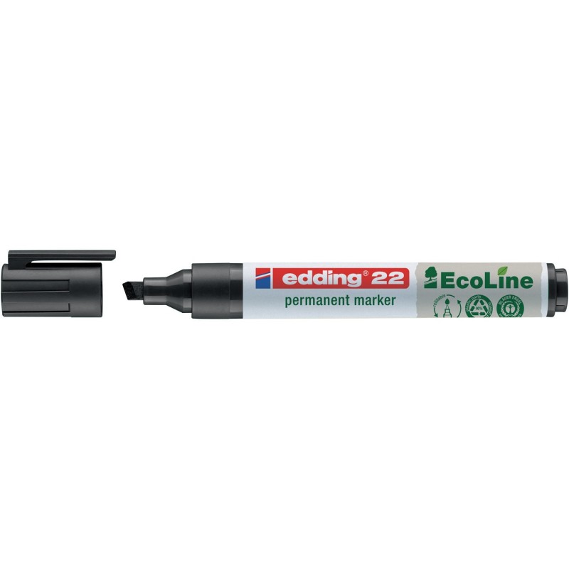 edding 22 EcoLine Marqueur permanent - 90% de plastique recyclé - pointe biseautée 5 mm noir