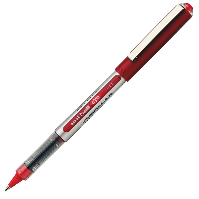 Uni Roller Eye Micro UB-150 bille fine de 0,5 mm - corps gris encre rouge