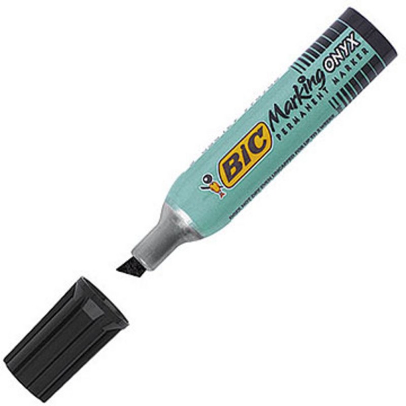 BIC Marking Onyx 1481 - Marqueur permanent pointe biseautée trait 2,7 à 6,2 mm - Noir