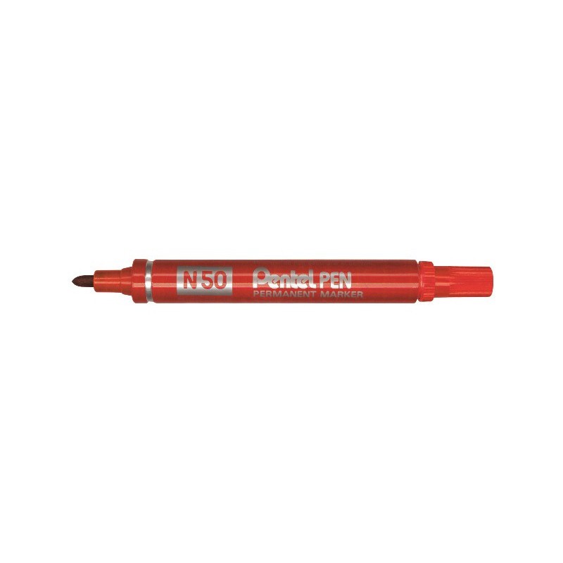 Pentel N50 - Marqueur permanent pointe ogive trait 1,5 mm - Rouge