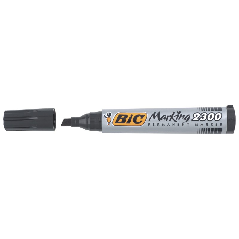 BIC Marking 2300 ECOlutions - Marqueur permanent pointe biseautée trait de 3,7 à 5.3 mm - Noir