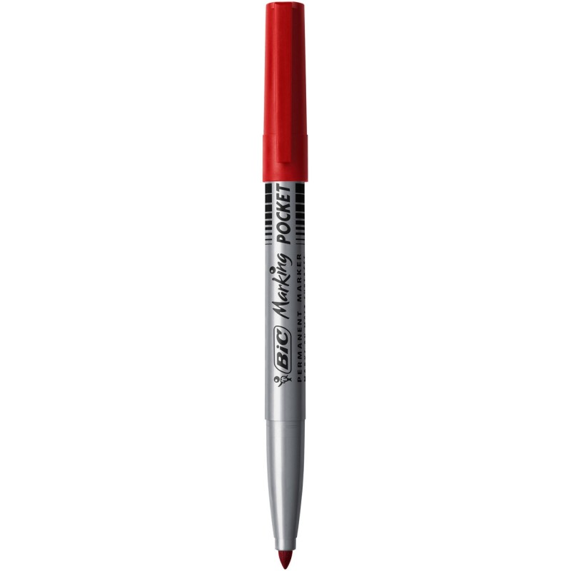 BIC Marking Pocket 1445 ECOlutions - Marqueur permanent pointe ogive trait 1.1 mm - Rouge